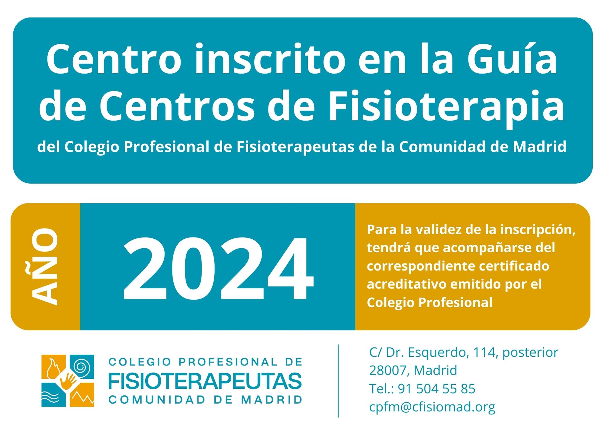 centro inscrito en la guía de centros de fisioterapia