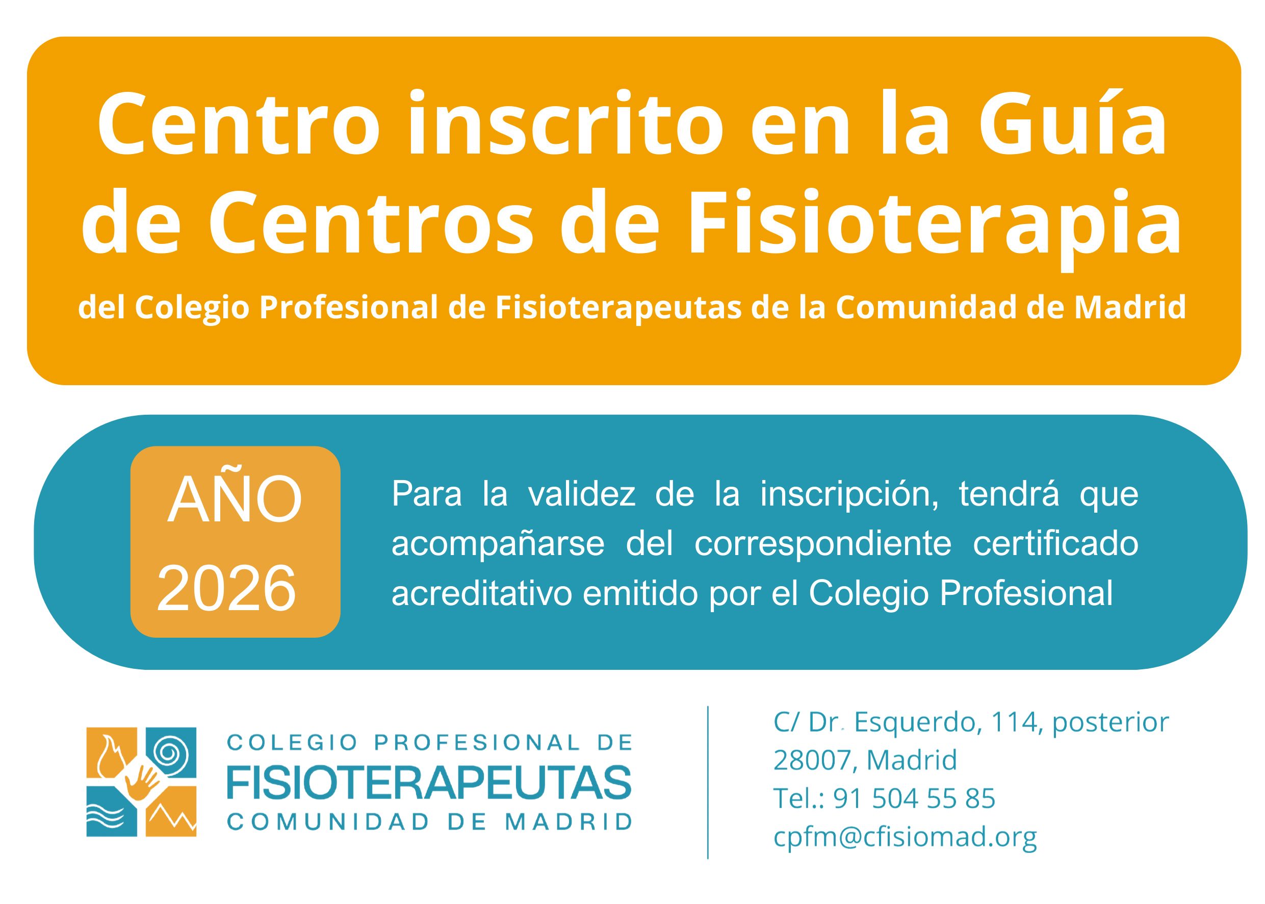 centro inscrito en la guía de centros de fisioterapia